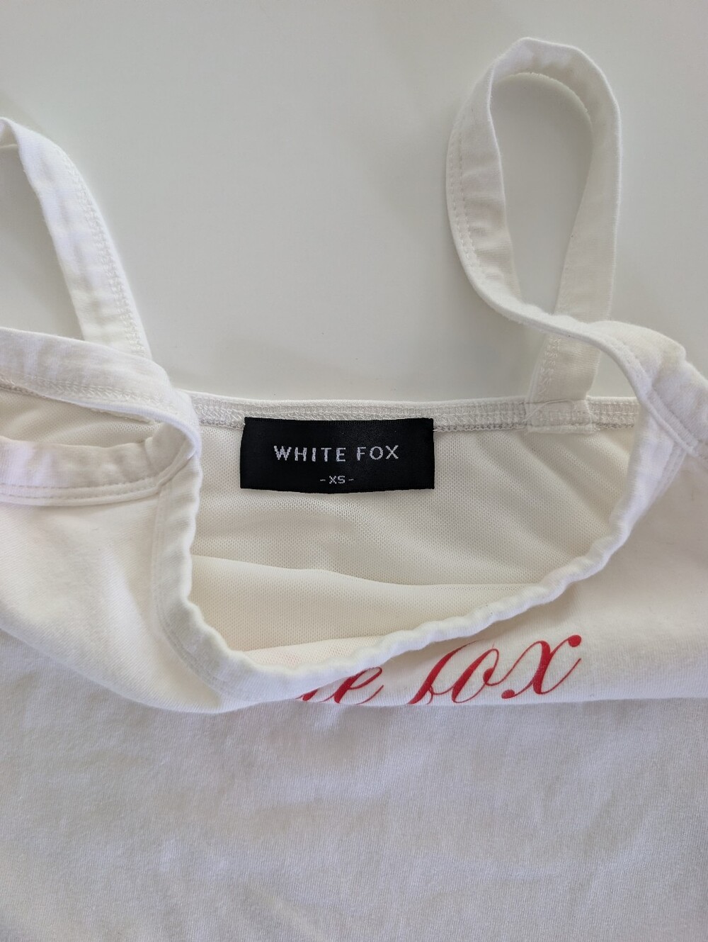 White Fox Boutique White Tank with Red Script Logo - Picture 3 of 4